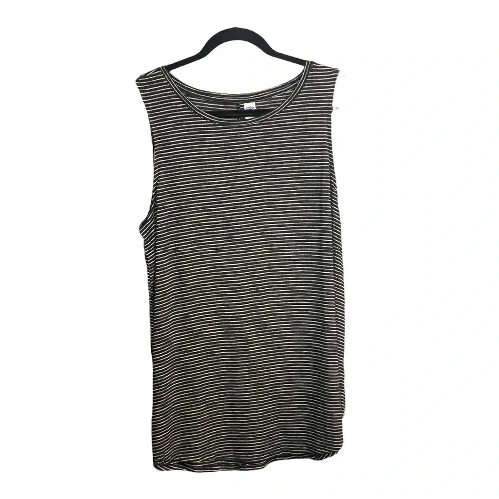 Old Navy Luxe Silver Metallic Stripes Sleeveless Top for Women Black Tank Top - Picture 3 of 6